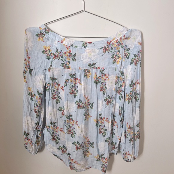 *EUC* Anthropologie Maeve Boswell Blouse Top in Blue Striped Floral Top, Size 4 - Picture 5 of 11